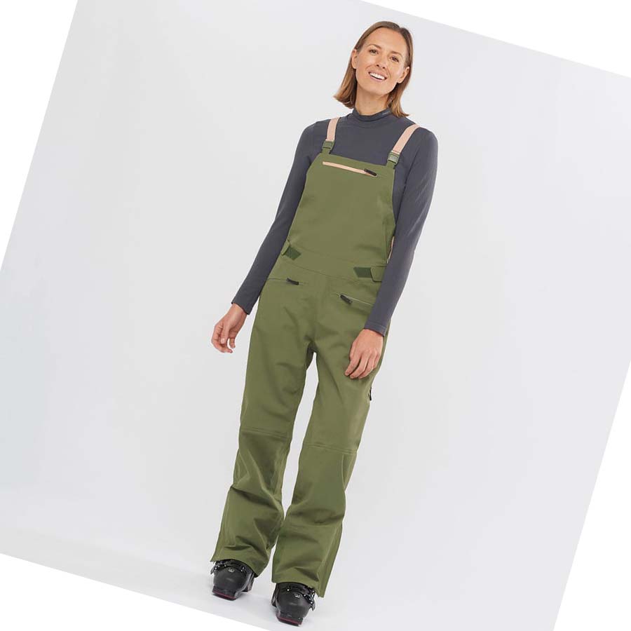 Pantalones De Esquí Salomon STANCE 3L BIB Mujer Verde Oliva | MX 2334AHK